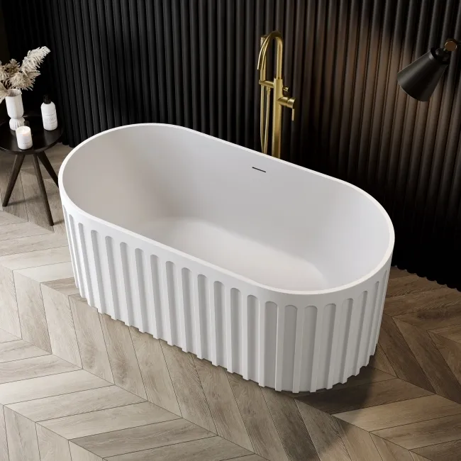 Brent 1500mm Fluted Matt White Freestanding Bath