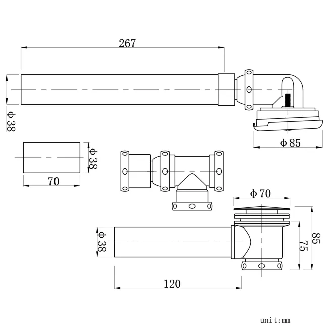 Exposed Bath Waste For Roll Top Bath