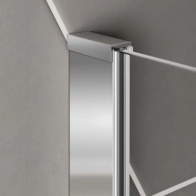 4mm L Shaped Fixed Bath Screen with Towel Rail