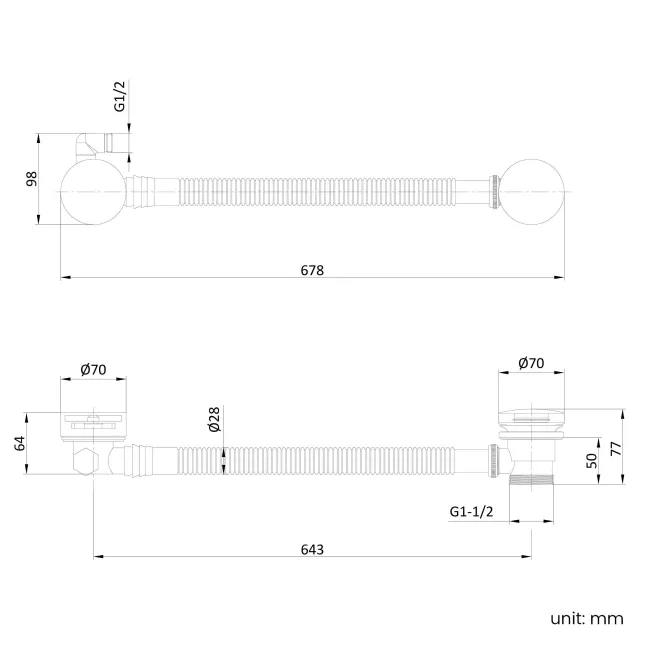 Matt Black Dual Function Overflow Bath Filler & Pop-Up Waste