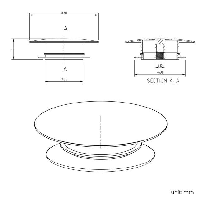 Brushed Brass Dome Top for Modern Freestanding Bath Waste