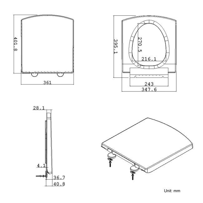 Portland Quick Release Soft Close Toilet Seat