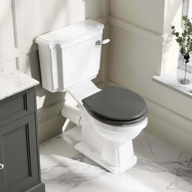 Hudson Traditional Graphite Grey Wooden Soft Close Toilet Seat