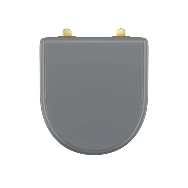 Kansas Traditional Dove Grey Wooden Soft Close Seat with Brushed Brass Hinges