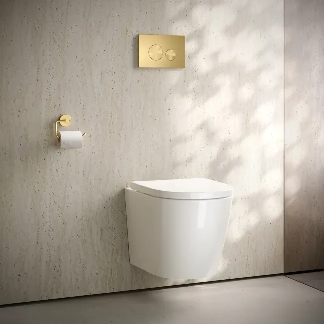 Idaho Brushed Brass Round Button Flush Plate