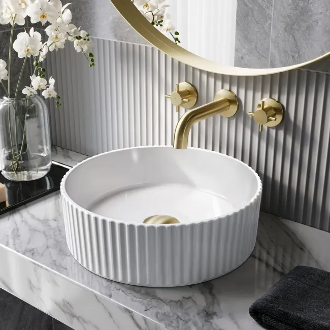 Nevis Fluted Round Counter Top Basin 360mm