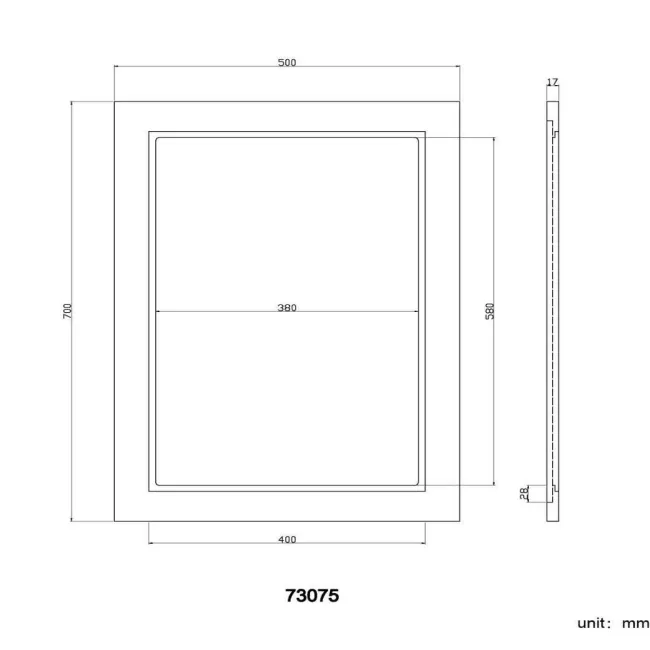 Dove Grey Bathroom Mirror 700x500mm