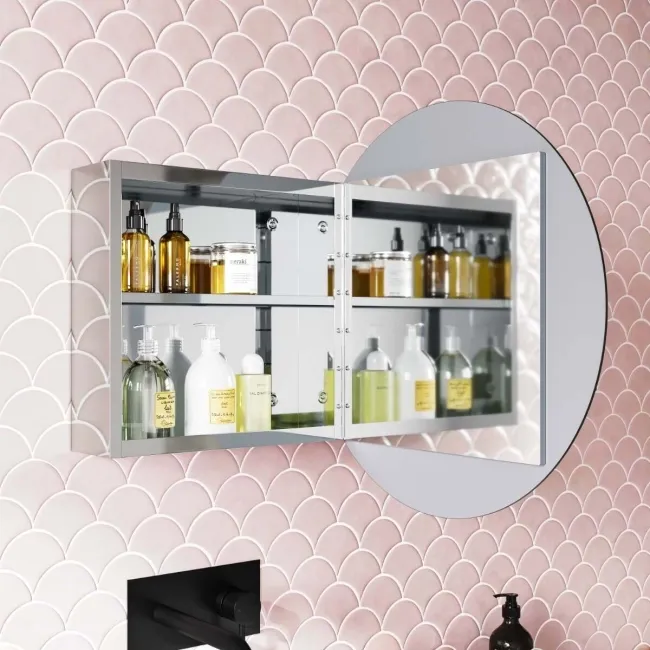 Harper Round Stainless Steel Mirror Cabinet 500mm
