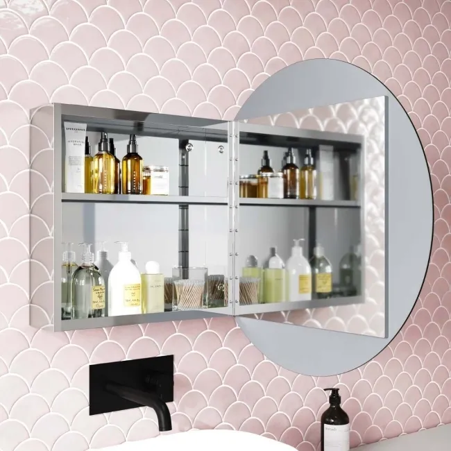 Harper Round Stainless Steel Mirror Cabinet 600mm