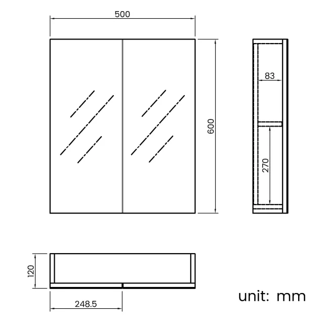 Gloss White Mirror Cabinet 500mm