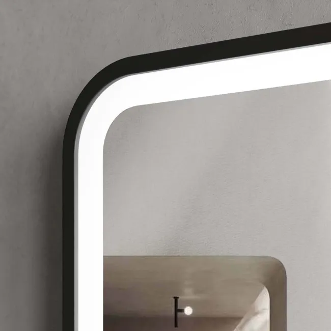 Olivia Battery Powered Black Framed Illuminated LED Mirror 700x500mm