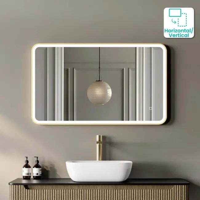Olivia Brushed Brass Illuminated LED Mirror 600x1000mm