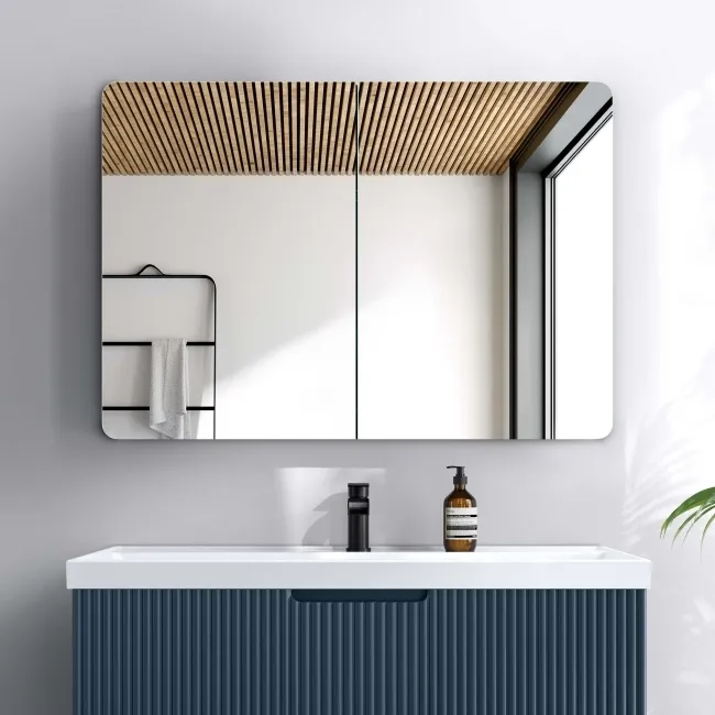 Aurora Matt Black Mirror Cabinet 700x1000mm