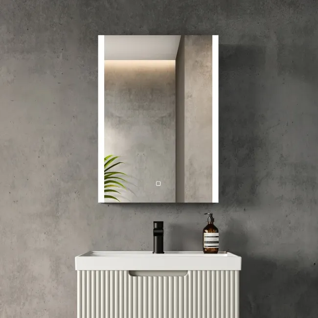 Selma Matt Black Illuminated LED Recessed Mirror Cabinet 700x500mm
