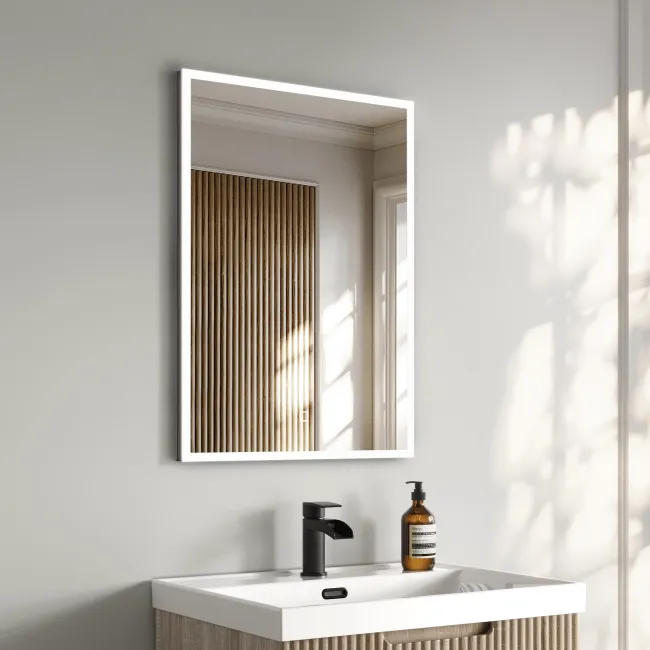 Esme Matt Black Illuminated LED Recessed Mirror Cabinet 700x500mm
