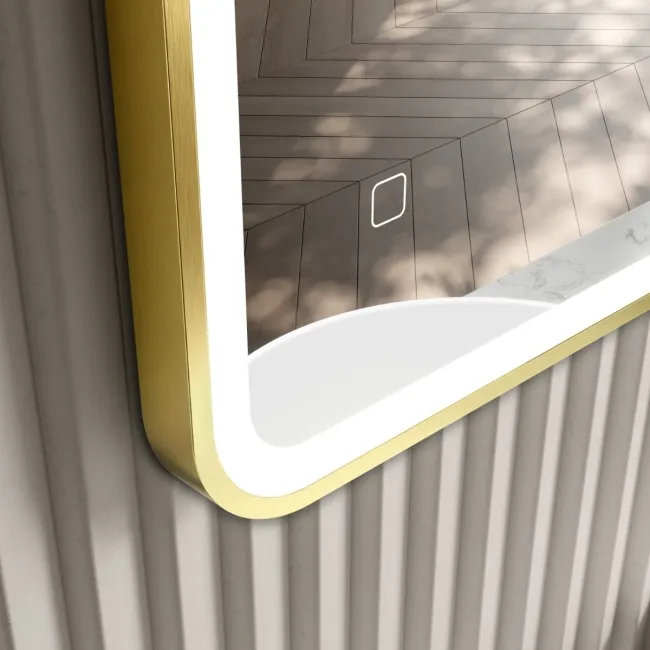 Mila Brushed Brass Illuminated LED Mirror 800x600mm