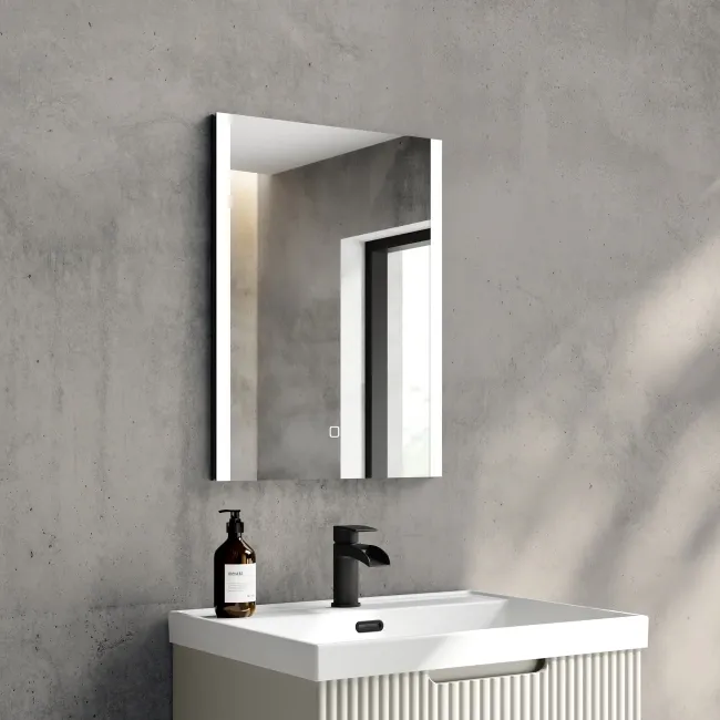 Selma Matt Black Illuminated LED Recessed Mirror Cabinet 600x450mm