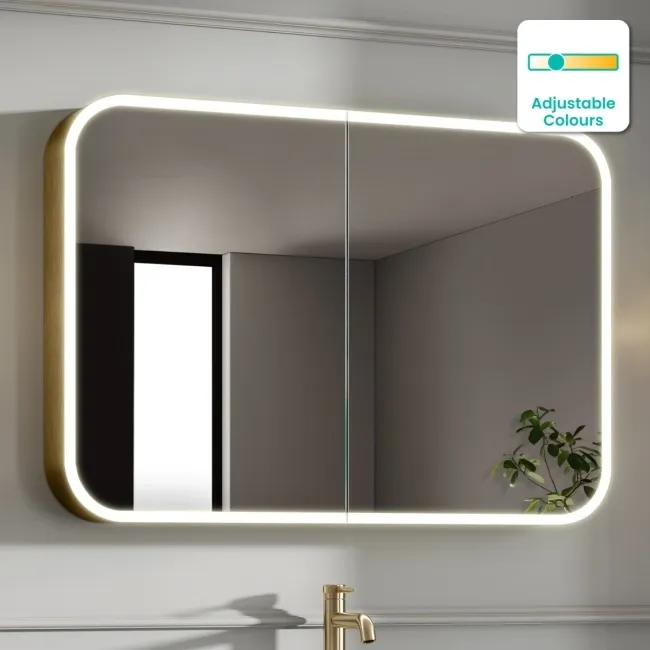 Willow Brushed Brass Illuminated LED Mirror Cabinet 700x1000mm