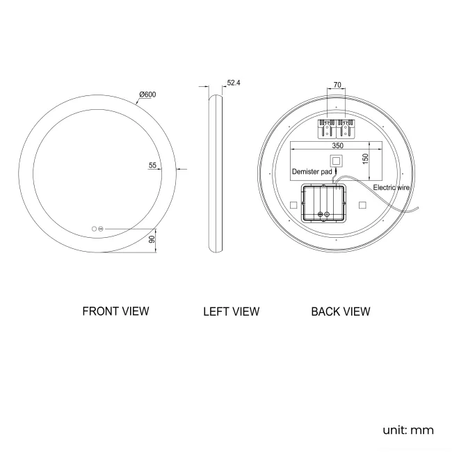 Joyce Round Illuminated RGB LED Mirror 600mm