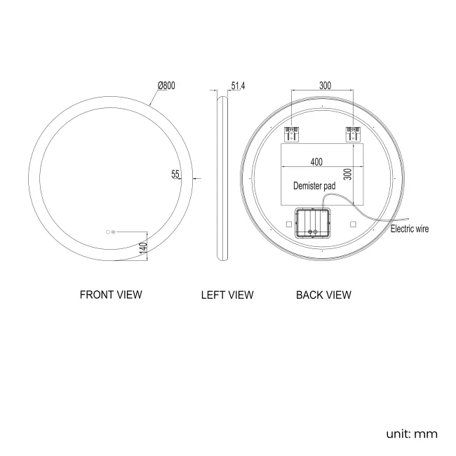 Joyce Round Illuminated RGB LED Mirror 800mm