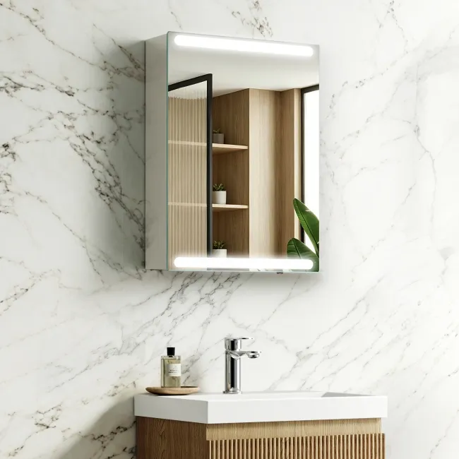 Felicity Gloss White LED Mirror Cabinet 600x450mm