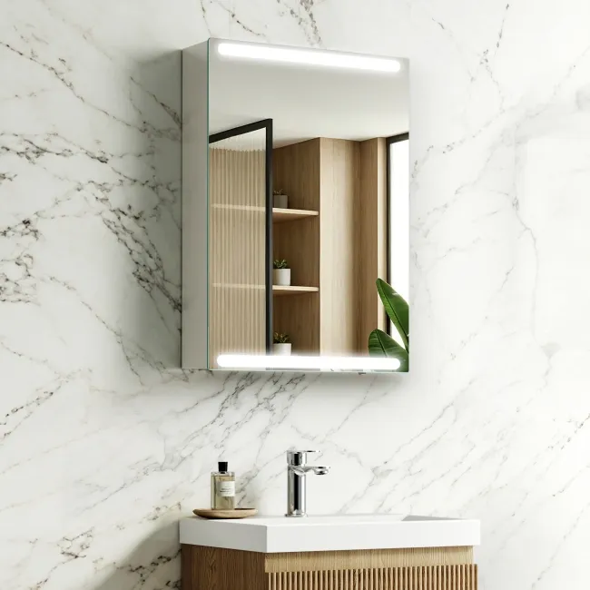 Felicity Gloss White LED Mirror Cabinet 700x500mm