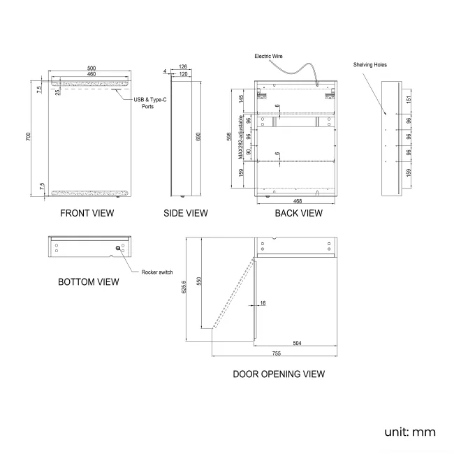 Felicity Gloss White LED Mirror Cabinet 700x500mm