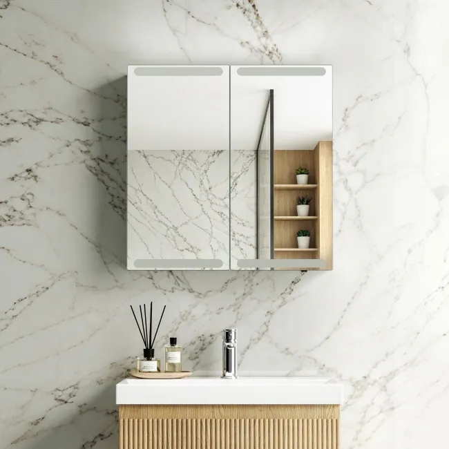 Felicity Gloss White LED Mirror Cabinet 600x600mm