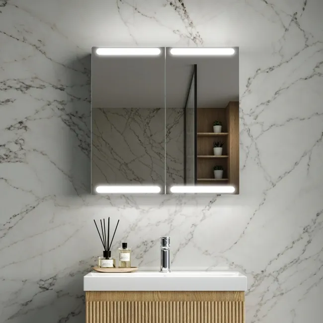 Felicity Gloss White LED Mirror Cabinet 600x600mm
