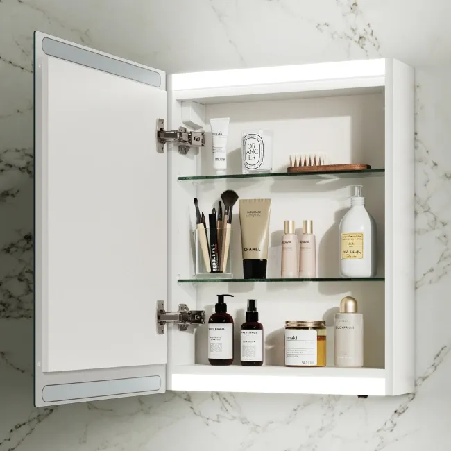 Felicity Battery Powered Gloss White LED Mirror Cabinet 600x450mm