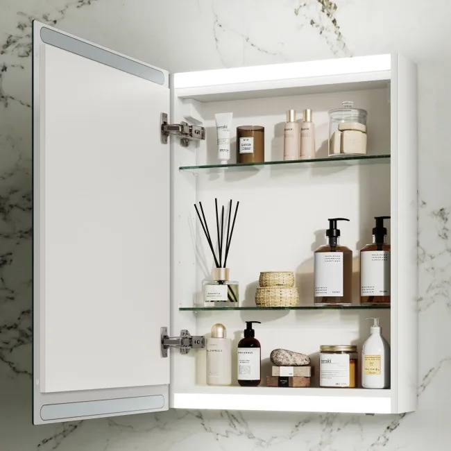 Felicity Battery Powered Gloss White LED Mirror Cabinet 700x500mm