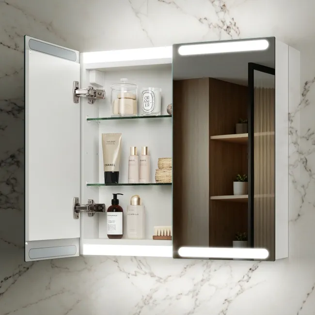 Felicity Battery Powered Gloss White LED Mirror Cabinet 600x600mm