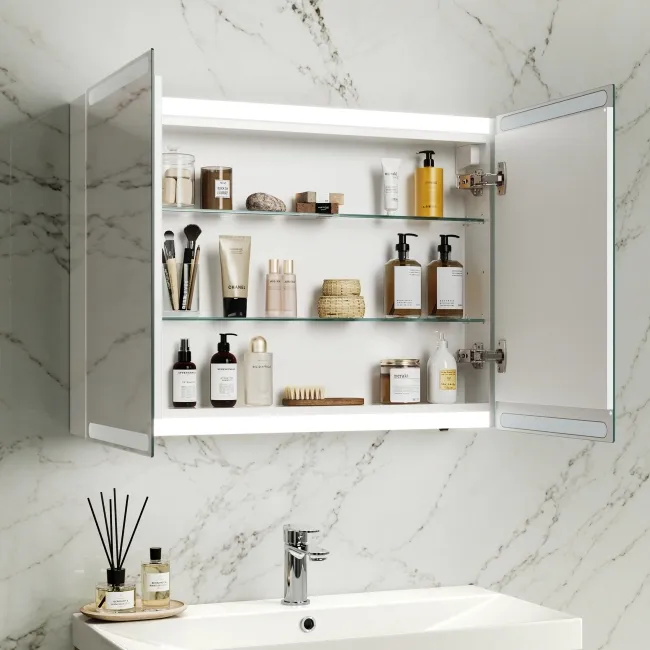 Felicity Battery Powered Gloss White LED Mirror Cabinet 600x800mm