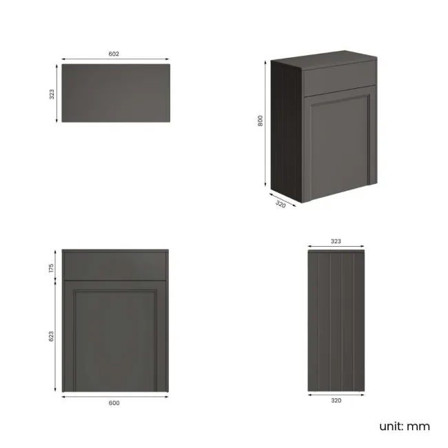 Monaco Graphite Grey Back To Wall Toilet Unit 600mm