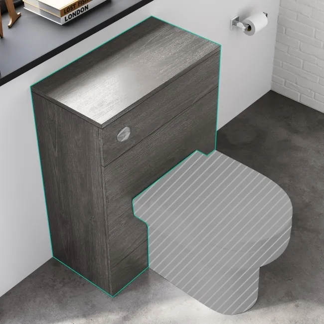 Harper & Elba Charcoal Elm Back To Wall Toilet Unit 600mm