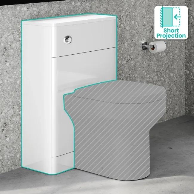 Curved Gloss White Slimline Back To Wall Toilet Unit 500mm