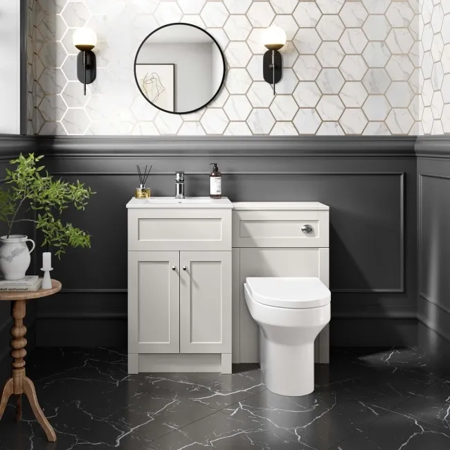 Milos Cotton White Slimline Back To Wall Toilet Unit 500mm
