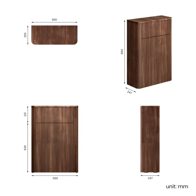 Sorrento Black Walnut 600 Toilet Unit