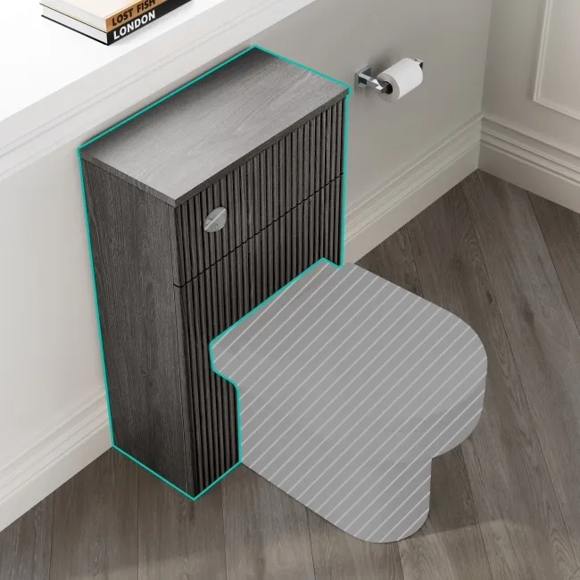 Crete Fluted Charcoal Elm Slimline Back To Wall Toilet Unit 500mm