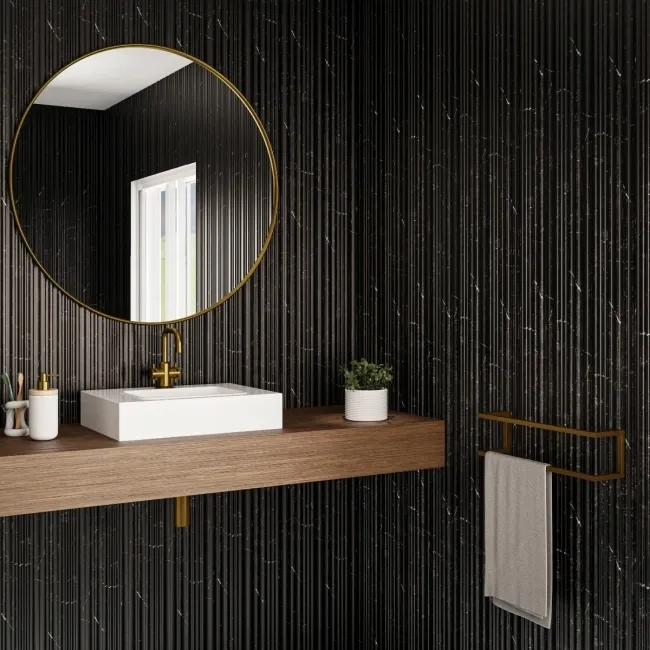 Trepanel Aqua 3D® Waterproof Dark Grey Marble Effect Grooved Wall Panel 3 Pack (Covers 0.87 SQM)