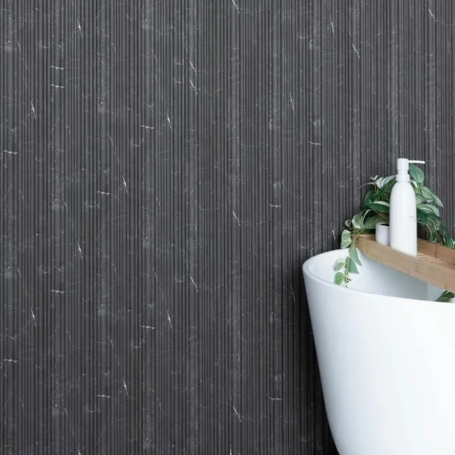 Trepanel Aqua 3D® Waterproof Dark Grey Marble Effect Grooved Wall Panel 3 Pack (Covers 0.87 SQM)