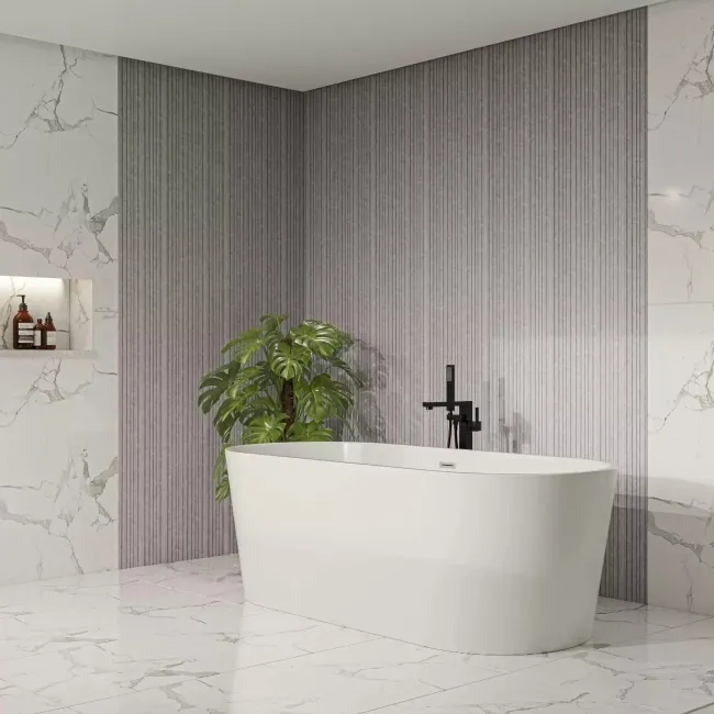 Trepanel Aqua 3D® Waterproof Light Grey Marble Effect Grooved Wall Panel 3 Pack (Covers 0.87 SQM)
