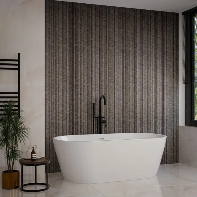 Trepanel Aqua 3D® Waterproof Medium Grey/Gold Marble Effect Grooved Wall Panel 3 Pack ( Covers 0.87 SQM)