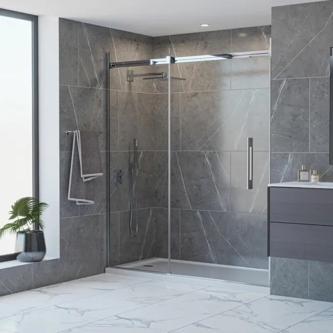 Trepanel Aqua Luxe® Grey Marble Effect Satin SPC Wall Panel 4 Pack (Covers 2.80 SQM)