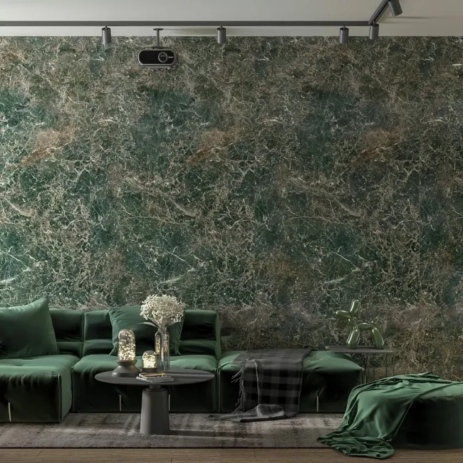 Trepanel Aqua Luxe® Green Dramatic Marble Effect Embossed Gloss SPC XXL Wall Panel