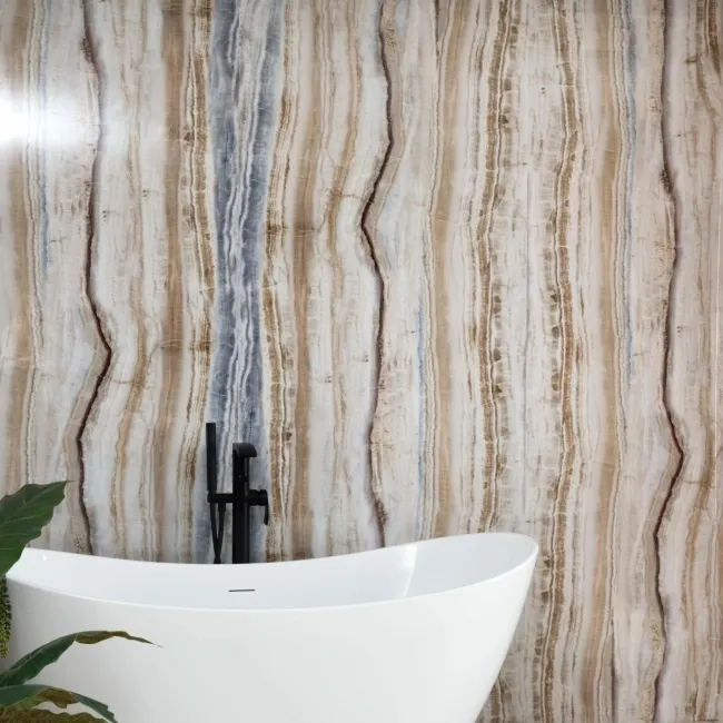 Trepanel Aqua Luxe® Onyx Multicolour Marble Effect Embossed Gloss SPC XXL Wall Panel