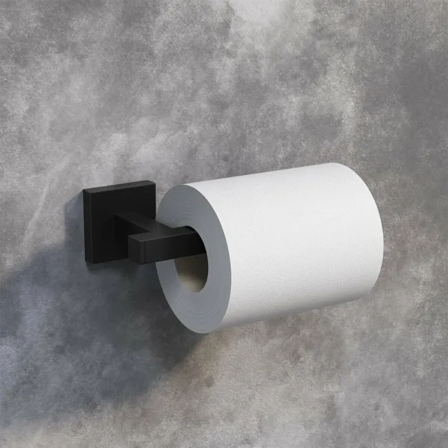 Isla Matt Black Square Toilet Roll Holder