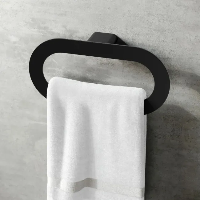 Daphne Matt Black Towel Ring