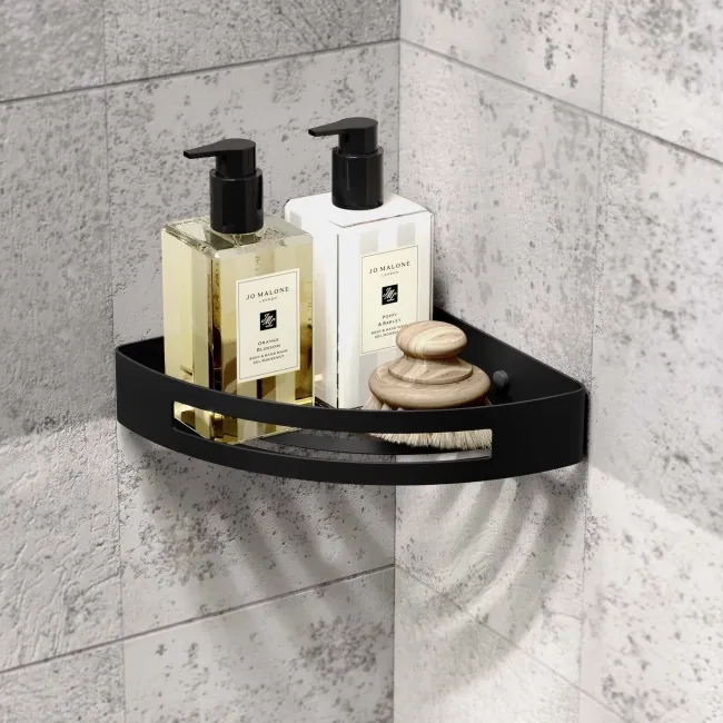 Ivy Matt Black Corner Soap Basket