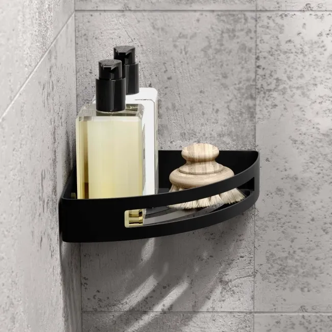 Ivy Matt Black Corner Soap Basket